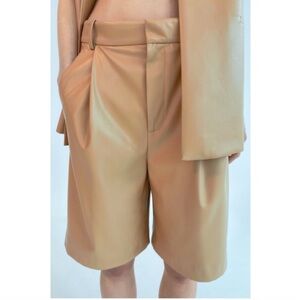 Zara Tan Faux Leather Shorts
